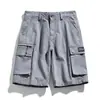 Shorts de trabajo G-stone retro con bolsillo lateral y decoración de etiqueta cuadrada de tela, corte recto holgado, versátiles para el uso diario de hombres