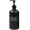 Dispensador de Jabón de Vidrio Boston Negro y Blanco de 500ml con Cabezal de Bomba de Bambú, Botella para Gel Antibacterial, Botella Dispensadora de Líquido para Lavar Platos de Cocina