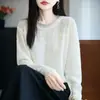 Suéter de lana fina con encaje y cuentas, corte holgado y cómodo, diseño exquisito de encaje, versátil para el uso diario en otoño e invierno