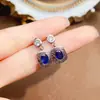 Venta al por mayor de fábrica Pendientes Populares de Zafiro Natural Plata S925 Incrustados Piedra Principal 4*6 Joyería de Lujo Venta Directa de Fábrica