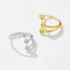 Andy Wen Design Irregular Zircônia Micro-Incustada Design de Estrela de Oito Pontas Anel Aberto Ajustável Estilo Coreano Versão Coreana em