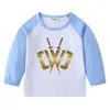 Chad Wild Clay Primavera e Outono Infantil Algodão Puro Ombro a Ombro Gola Redonda Base Manga Longa Top Camiseta para Bebê Menino