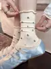 Estilo Doce Renda de Orelha de Madeira Floral Pequeno Estilo Japonês Meias Sem Costura de Comprimento Médio para Mulheres Primavera Verão Meias Largas Meias Menina