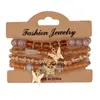 Pulsera de Colgante de Mariposa Multicapa Bohemia, Juego de 4 Pulseras Hechas a Mano con Cuentas, Pulsera de Strass de Vidrio de Cristal Artificial