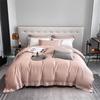 Juego de Cuatro Piezas Lyocell Tencel Verano Lujo Color Sólido Funda de Edredón para Dormir, Sábana Plana, Sábana Ajustable, Ropa de Cama de Seda Helada