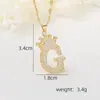 Accesorios de Collar con Letra de Zirconia Incrustada de Cobre Nuevo Transfronterizo Hip-Hop Doble Capa Corona Colgante de 26 Letras Inglesas