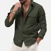 Tendencia transfronteriza Amazon ropa de trabajo para hombre camisa de manga larga con solapa multibolsillos casual de color liso top para exteriores