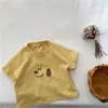 Camiseta de Verano para Niños de Algodón Puro con Cachorro de Manga Corta para Niños y Niñas Estilo Coreano Cuello Redondo Jersey Versátil Capa Base t