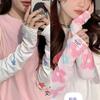 Mangas de Hielo con Flores para Mujer Mangas de Seda de Hielo Estilo Hyuna Mangas de Hielo Edición Estudiante Lindas Transpirables Dibujos Animados Finas Ins Verano Chica Caliente