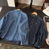 Camisa Jeans Feminina Outono 2026 Estilo Coreano Manga Longa com Gola de Lapela, Cardigan Camada Externa, Novo Estilo