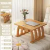 Ventana de Bahía Minimalista Estilo Chino Mesa de Té Pequeña Vintage Repisa de Ventana Balcón Mesa de Té de Bambú Mesa Baja Alfombra Mesa Pequeña Asientos en el Suelo