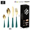 Cubiertos de Acero Inoxidable Transfronterizo de Amazon Cuchillo y Tenedor 1010 Cuchillo, Tenedor y Cuchara de Estilo Occidental Juego de 24 Piezas Cuchillo y Tenedor para Carne Caja de Regalo