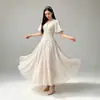 Comercio Exterior Ropa de Mujer 2026 Primavera/Otoño Nuevo Vestido Largo de Manga Corta de Lunares Cardigan Ceñido a la Cintura Vestido de Cuello en V