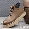Botas Masculinas 2025 Inverno Veludo Quente Neve Algodão Sapatos Estilo Britânico Cano Alto Sapatos Masculinos Botas de Trabalho para Exterior