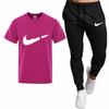 Nueva Camiseta de Hombre Transfronteriza Traje de Pantalón Deportivo Camiseta Casual de Moda para Hombre Estampada Transpirable de Manga Corta Pantalones 2025