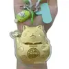 Pingente de Celular Gato da Sorte Desenho Animado em Ouro Puro 999, Chaveiro Atrai Fortuna, Pingente de Bolsa, Mesmo Estilo Usado no Atacado
