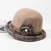 Sombrero de pescador de lana para mujer, para mediana edad y mayores, otoño e invierno, estilo coreano, versátil, cálido, elegante, sombrero de cubo retro británico