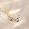 Colar Bússola Retrô em Prata de Lei S925 para Mulheres Luxo Leve Moda Zircônia Incrustada Corrente para Clavícula Design de Nicho Joias Versáteis Tendência