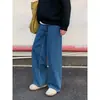 Calça Jeans Masculina Lavada Azul Retrô Vibe High Street Americana Preguiçosa Solta Emagrecedora Versátil Perna Reta Roupa Masculina