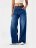 2026 Estilo Explosivo de Mohair Transfronterizo Europeo y Americano Elástico JEAN Cintura Elástica Suelta Pantalones de Mezclilla Adelgazantes Pierna Recta Retro Mujer TEMU