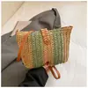 Bolsa Cruzada Simple Casual Nueva Primavera 2026 para Mujer Estilo Coreano de Moda Pequeña Cuadrada Tejida de Paja Bolso de Hombro de Moda de Nicho