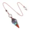 Suprimento Transfronteiriço Pingente Pendente de Cristal Colorido Vermelho Antigo Suporte de Flor Retrô Pendente de Resina Ágata de Cascalho Cônico Hexagonal