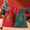 Bolsa de tela no tejida con cordón para Navidad, Engrosada, Plegable, Portátil, Bolsa de almacenamiento a prueba de polvo, Bolsa de mano con cordón en stock