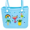 Bolsas de Playa Casuales de Venta Caliente Transfronterizas con Diseño Floral, Accesorios Versátiles para Bolsas Bog con Hebilla Decorativa Desmontable para DIY