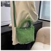 Bolso de Pana Street Style Gris Caqui Texturizado Bandolera Cruzada Bolso Sencillo Tipo Cubo