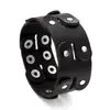 Pulseira de Couro Punk Moda Vintage Unissex Pulseira Decorada com Rebites Versão Preta Marrom Pulseira