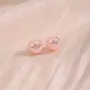 Aretes de Perla Rosa Dulces y Frescos de Aguja Plateada para Niñas, Aretes de Botón Sencillos y Delicados de Gama Alta de Nicho para Mujeres
