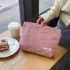 Bolsa de Cosméticos de Pana de Gran Capacidad para Mujer, Bolsa de Almacenamiento para el Cuidado de la Piel, Bolsa Forro de Color Sólido, Bolso de Mano Portátil