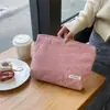 Bolsa de Cosméticos de Pana de Color Sólido para Mujer, Gran Capacidad, para Llevar, Bolsa de Almacenamiento de Maquillaje y Cosméticos, Bolso de Mano Moderno de Alta Gama