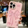 Capa Rosa com Laço para Celular Adequada para iPhone Apple 11/12/13/14/15/16 Promax Macia 17