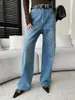 Nova Coleção de Outono SINAN: Jeans Vintage Lavado com Bigodes de Gato Cintura Alta Emagrecedor Perna Reta Estreita Comprimento Total SN9415