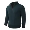 Suéter Pulóver de Punto Casual con Media Cremallera para Hombre de Comercio Exterior Otoño/Invierno Joven Delgado Moderno Engrosado Cálido Capa Base