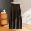Pantalones casuales rectos versátiles de cintura alta para mujer, adecuados para ir al trabajo, con buena caída, pantalones holgados de pierna ancha, otoño, adelgazantes, ocultan imperfecciones, hacen que las piernas parezcan largas, color liso