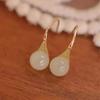 Aretes de Jade Hetian Natural para Mujer, Pendientes Retro de Palacio de Estilo Antiguo de Alta Gama, Nuevos Estilos 2026 Clavos Elegantes y Accesorios para Orejas