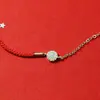 Pulsera de Doble Capa de Cuerda Roja para Pantorrilla para Mujer, Diseño Simple y Único, Círculo Lindo Geométrico Incrustado con Diamantes, Versión Coreana para el Año de Nacimiento