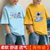 Top com Estampa de Desenho Animado Infantil Solto Respirável Camiseta de Algodão Puro Camiseta de Manga Curta de Verão para Meninos Estilo Coreano Bonito