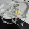 Nuevo tulipán de flor amarilla mariposa niña linda colgante de llavero accesorio para mochila de estudiante regalo