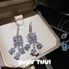 Colar Flor de Marquise Aquamarina Banhado a Ouro com Filigrana, Conjunto de Banquete Haute Couture, Conjunto de Brincos Gota d'Água com Zircônia Cúbica