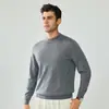 Suéter 100% lana pura, modelo nuevo, hilo Yangzi alemán de giro fino de 16 cabos, suéter de punto para hombre con cuello redondo