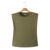 Suministro Transfronterizo al por Mayor Ropa de Verano para Mujer Estilo Europeo y Americano Hombreras Europeas y Americanas Camiseta sin Mangas de Cuello Redondo