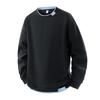 Sudadera de Punto con Cuello Redondo Falsa de Dos Piezas para Hombre Nueva de Otoño e Invierno Transfronteriza Talla Grande Moda Casual Deportiva Camiseta Base