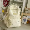 Bolso de Hombro Doble Degradado de Gipsófila Mochila para Estudiantes de Secundaria/Preparatoria para Mujer Mochila Casual de Campus de Gran Capacidad Fresca y Femenina
