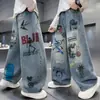 Pantalones de Otoño para Niños 2026 Estilo Nuevo, Para Niños Grandes Otoño Fresco Niño Holgado Primavera-Otoño Graffiti Jeans para Niños