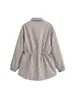 Chaqueta Cruzada a Cuadros Versátil Estilo Oficina 2026 Holgada de Manga Larga Cuello Solapa Cintura Ajustable