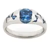 Anillo Huajie wish de venta caliente con circón azul, anillo de vacaciones para mujer moderno y exquisito, ventas directas de fábrica