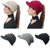Otoño e invierno 2023 protección para los oídos de mujer sombrero cálido con visera parte superior hueca para coleta sombrero de lana rizada tejido a prueba de frío para ciclismo